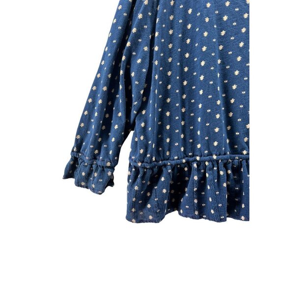 Lucky Brand Womens XL Blue Polka Dot Button-Up Blouse With Tassels & Ruffles - Picture 7 of 9